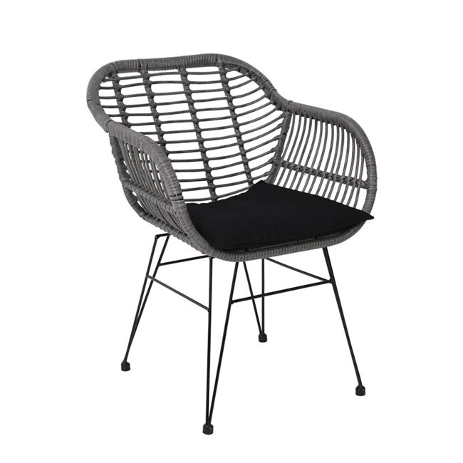 Πολυθρόνα κήπου «SALSA» wicker σε χρώμα γκρι 55x66x76