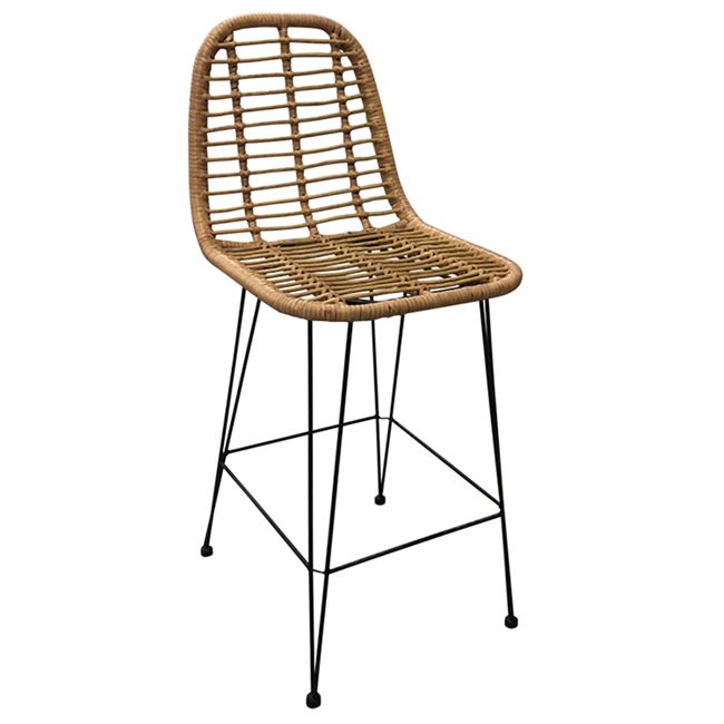 Σκαμπό μπαρ κήπου “SALSA” wicker σε χρώμα φυσικό 45x55x113