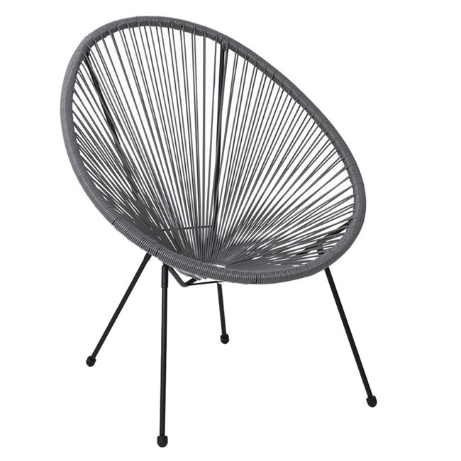 Πολυθρόνα “ACAPULCO” μεταλλική με rattan σε χρώμα γκρι 73x76x89