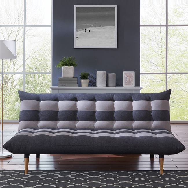 Καναπές-κρεβάτι 3θέσιος “VOX” υφασμάτινος σε χρώμα γκρι ριγέ, 189x95x86(Κρεβάτι121x189x41)cm