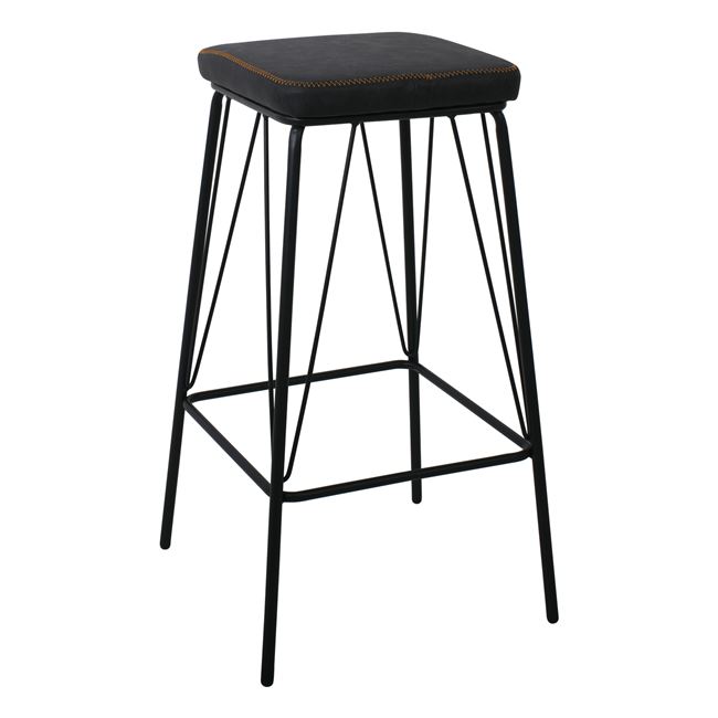 Σκαμπώ bar “PANTON” μεταλλικό με PVC, σε χρώμα μαύρο/vintage black,43x43x76cm