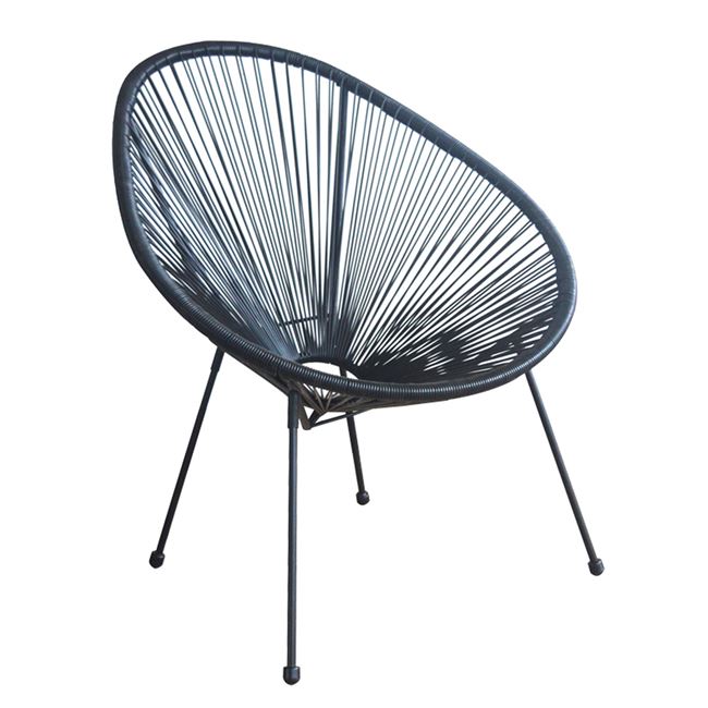 Πολυθρόνα “ACAPULCO” μεταλλική-rattan σε μαύρο χρώμα 72x78x87
