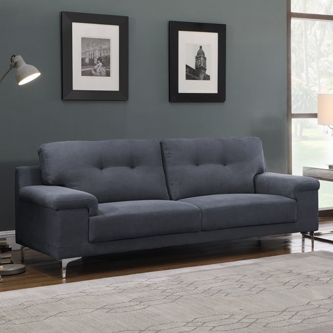 Καναπές τριθέσιος “NOTE” υφασμάτινος σε μπλε-γκρι χρώμα 211x89x85
