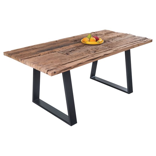 Τραπέζι "LIZARD antique" μεταλλικό-ξύλινο σε μαύρο-φυσικό χρώμα 200x100x76