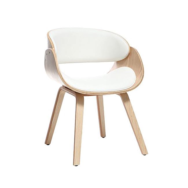 Πολυθρόνα “JOY” ξύλινη/PU σε χρώμα φυσικό/λευκό 58x52x76