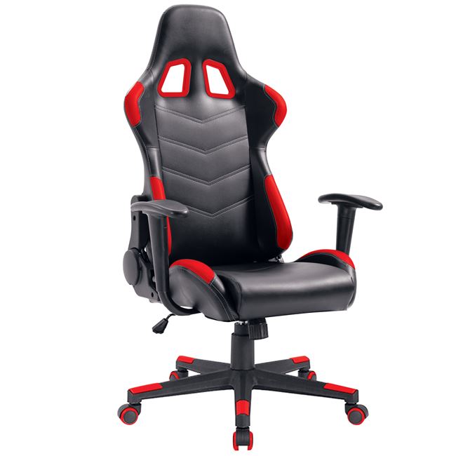 Πολυθρόνα εργασίας “GAMING” από PU σε χρώμα μαύρο/κόκκινο 69x56x125/135