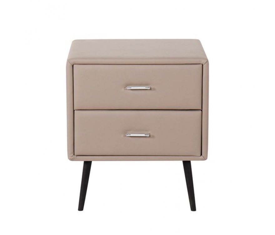 Κομοδίνο “KENZO” από PU σε χρώμα μπεζ 41x48x56