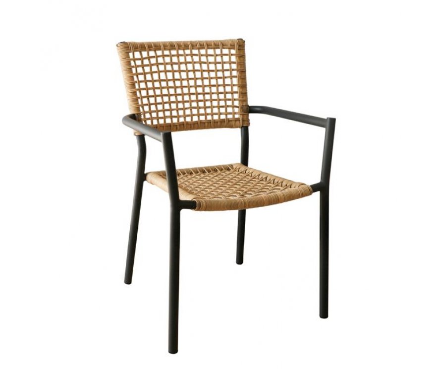 Πολυθρόνα “MIRANDA” από αλουμίνιο/wicker σε χρώμα φυσικό 56x60x86