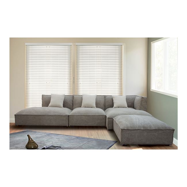 Καναπές γωνία αριστερή “ALBERT” υφασμάτινος σε χρώμα γκρι-καφέ 376×132/234x102x79