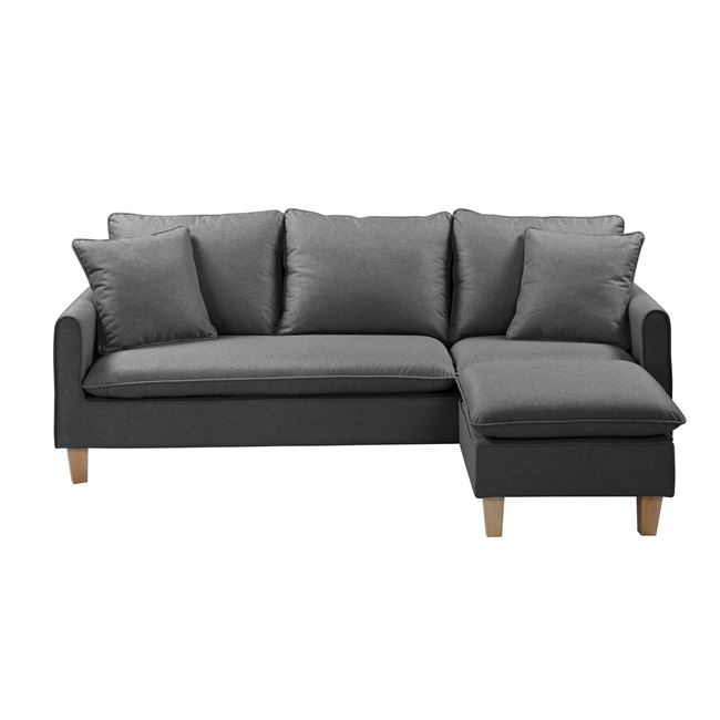 Καναπές γωνία αναστρέψιμος “ELISA” υφασμάτινος σε χρώμα γκρι 194/138x76x82