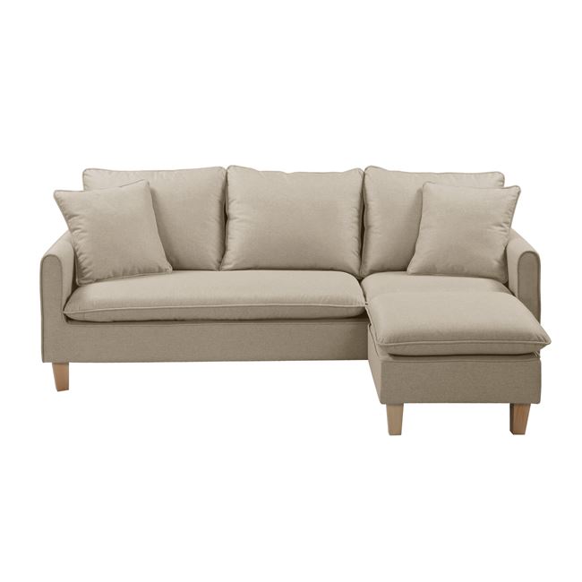 Καναπές γωνία αναστρέψιμος “ELISA” υφασμάτινος σε χρώμα μπεζ 194/138x76x82