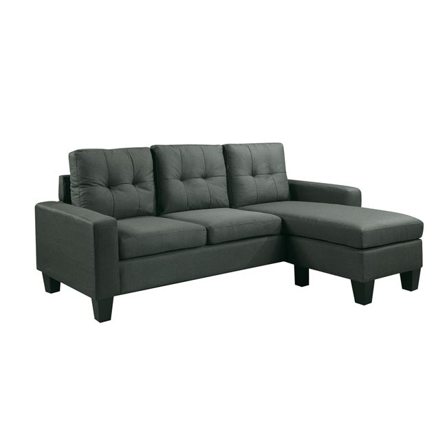 Καναπές γωνία αναστρέψιμος "PORTO" υφασμάτινος σε χρώμα σκούρο γκρι 185/128x75x86