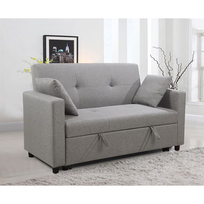 Καναπές-κρεβάτι "IMOLA" διθέσιος από ύφασμα σε χρώμα ανοιχτό γκρι 154x100x93