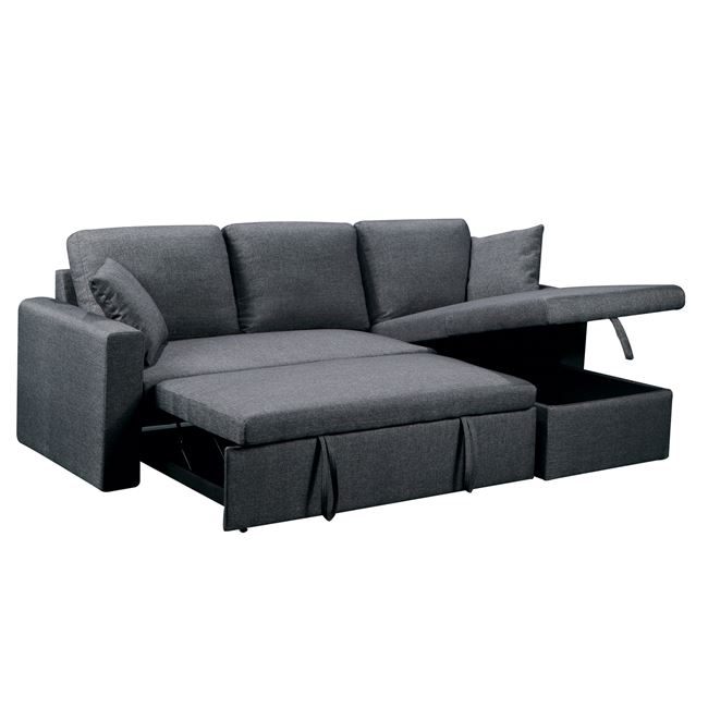 Καναπές-κρεβάτι "MONTREAL" γωνία αναστρέψιμος σε ανθρακί χρώμα 223/146x81x83