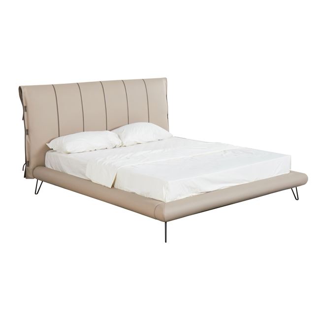 Κρεβάτι “RIALTO” διπλό από PU σε χρώμα μπεζ 200x224x118