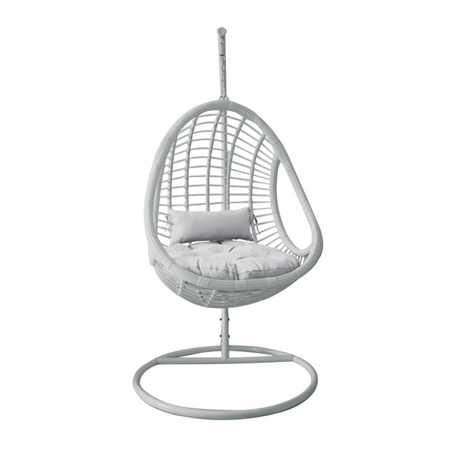 Κρεμαστή πολυθρόνα “TWIST” από μέταλλο/wicker σε χρώμα λευκό Φ105×200