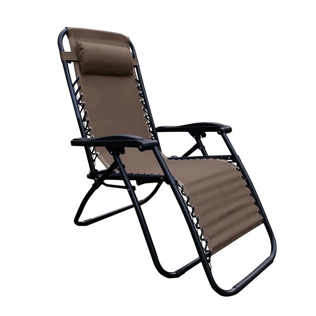Πολυθρόνα “SUPER RELAX” από μέταλλο/ύφασμα σε χρώμα καφέ/ανθρακί 165x65x112
