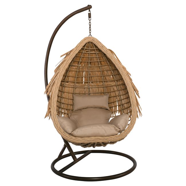 Κρεμαστή πολυθρόνα “SALSA TROPIC” από μέταλλο/wicker σε χρώμα φυσικό/καφέ Φ120×197