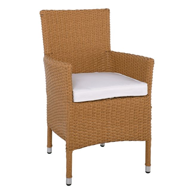 Πολυθρόνα “BOSTONIAN” από μέταλλο/wicker σε χρώμα μπεζ 58x57x85