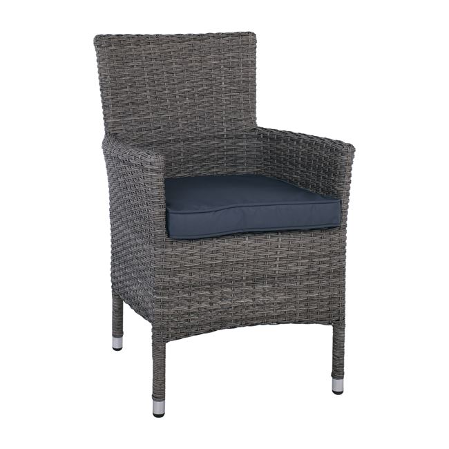 Πολυθρόνα “BOSTONIAN” από μέταλλο/wicker σε χρώμα γκρι 58x57x85
