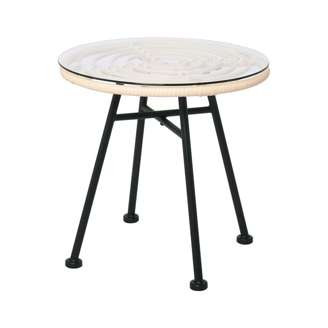 Τραπέζι "SALSA" από μέταλλο/wicker σε χρώμα μαύρο/φυσικό Φ48x48
