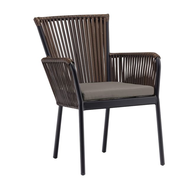 Πολυθρόνα “POZIL” από αλουμίνιο/wicker σε χρώμα καφέ 56x66x82