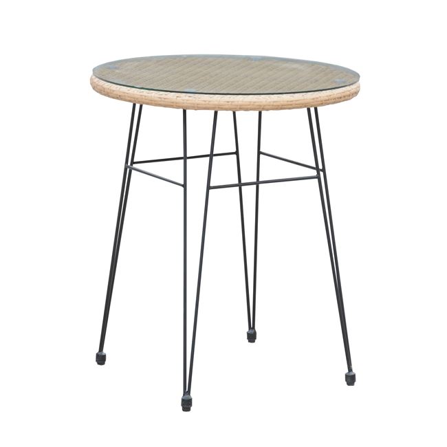 Τραπέζι “SALSA” από μέταλλο/wicker σε χρώμα μαύρο/φυσικό Φ60×70