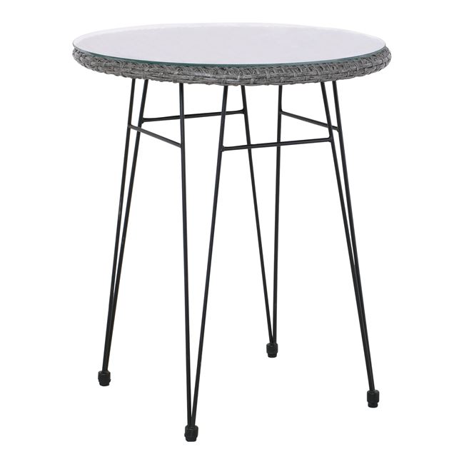 Τραπέζι “SALSA” από μέταλλο/wicker σε χρώμα μαύρο/γκρι Φ60×70