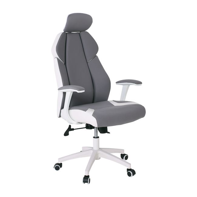 Πολυθρόνα διευθυντή από microfiber-pu σε γκρι-λευκό χρώμα 64x72x122/130