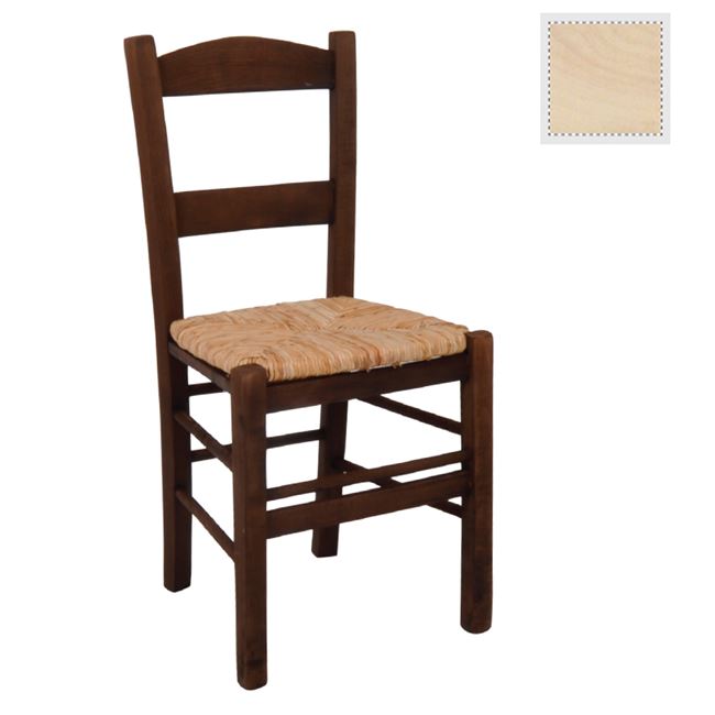 Καρέκλα “ΣΥΡΟΣ” άβαφη από ξυλο/ψάθα 41x45x88