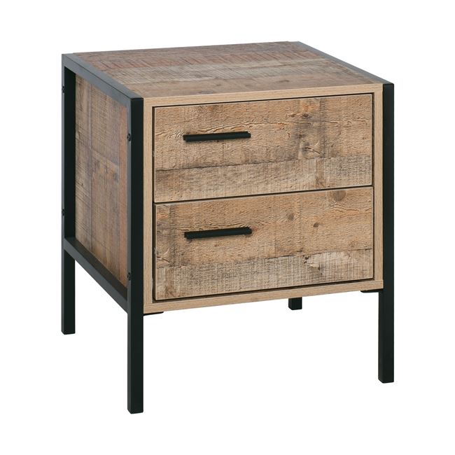 Κομοδίνο “PALLET” με δύο συρτάρια σε χρώμα μαύρο/καρυδί 44x40x50