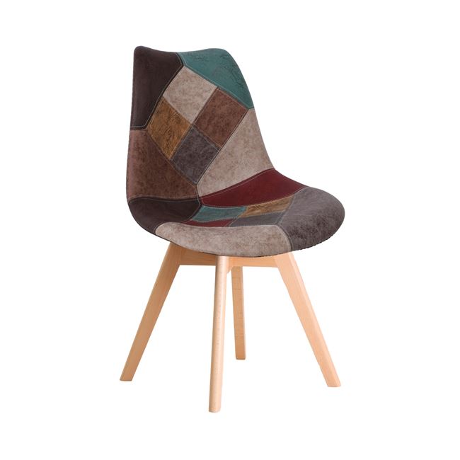 Καρέκλα “MARTIN” από ύφασμα patchwork/ξύλο πολύχρωμη 49x57x82