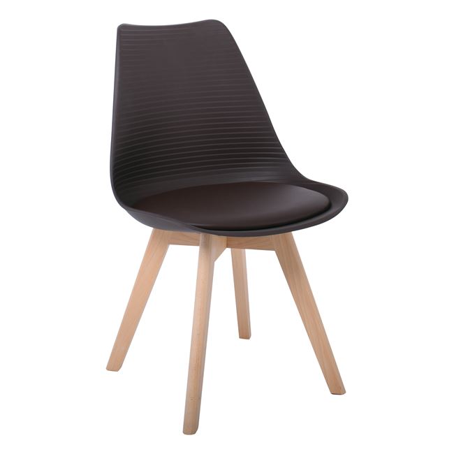 Καρέκλα “MARTIN STRIPE” από PP/ξύλο σε χρώμα φυσικό/καφέ 49x56x82