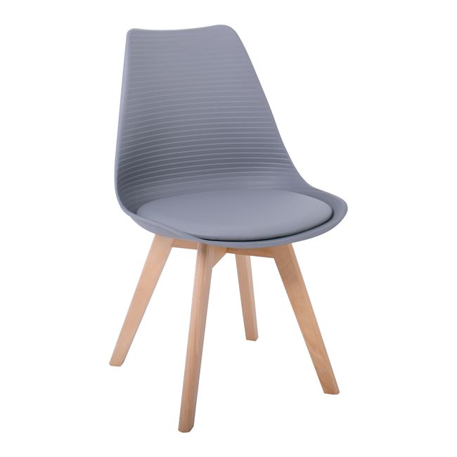 Καρέκλα “MARTIN STRIPE” από PP/ξύλο σε χρώμα φυσικό/γκρι 49x56x82