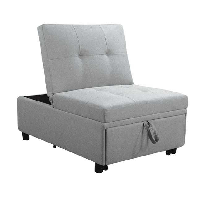 Πολυθρόνα κρεβάτι “IMOLA” από ύφασμα σε χρώμα γκρι ανοιχτό 75x106x90