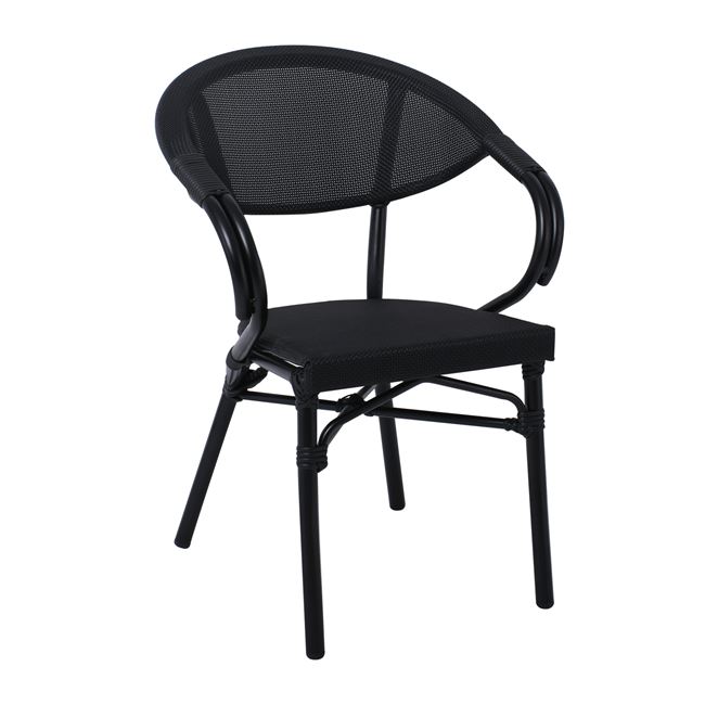 Πολυθρόνα “COSTA” αλουμινίου μαύρη με textilene σε μαύρο χρώμα 58x57x83