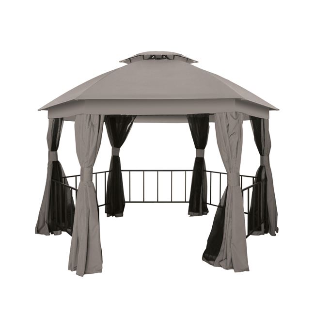 Κιόσκι “GAZEBO” 6-γωνο μεταλλικό-υφασμάτινο σε ανθρακί-γκρι/μαύρο χρώμα