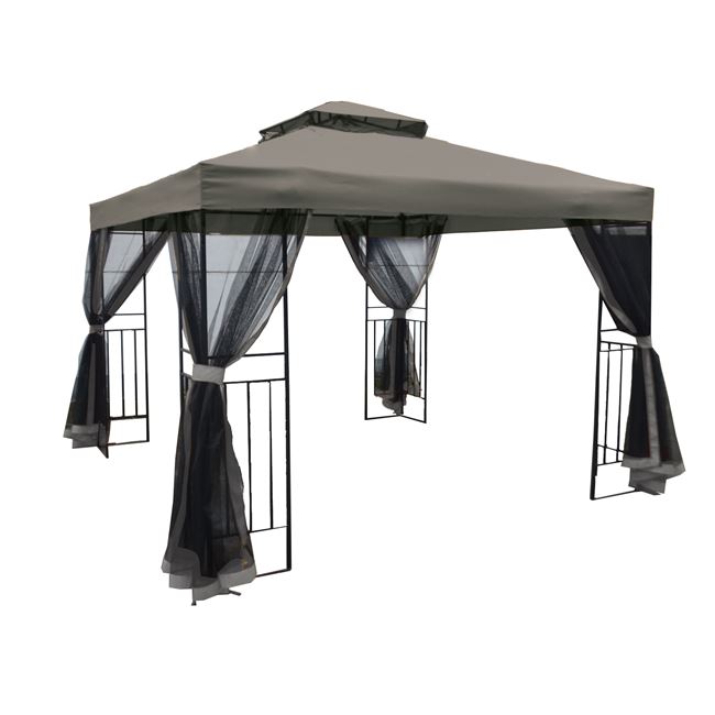 Κιόσκι κήπου “GAZEBO” μεταλλικό/υφασμάτινο σε χρώμα ανθρακί/γκρι-μαύρο 3×3