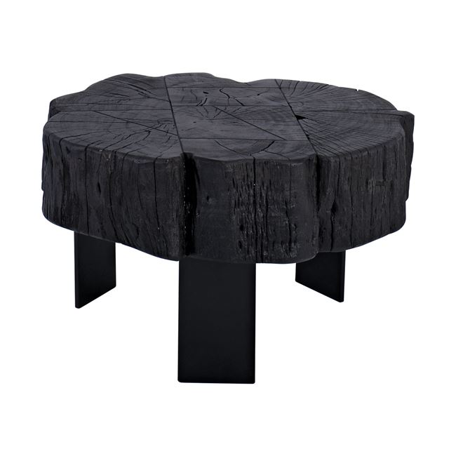 Τραπέζι σαλονιού “PURAM” από μέταλλο/ξύλο σε μαύρο χρώμα 66x60x40