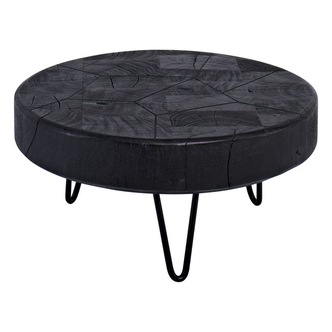 Τραπέζι σαλονιού “GALI” από μέταλλο/ξύλο σε μαύρο χρώμα Φ60×30