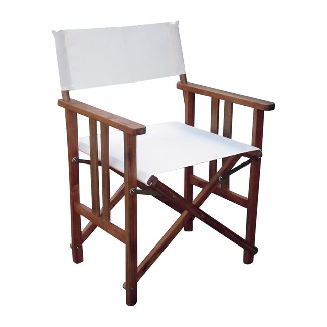 Πολυθρόνα σκηνοθέτη από ξύλο acacia/textilene σε χρώμα λευκό 50x56x87