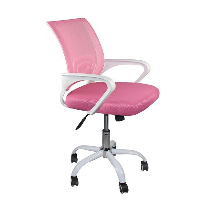 Πολυθρόνα γραφείου “BF2101-SW” από ύφασμα mesh σε ροζ/λευκό χρώμα 57x53x90