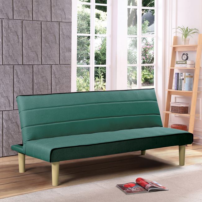 Καναπές-κρεβάτι τριθέσιος “BIZ” από ύφασμα σε πράσινο χρώμα 167x75x70