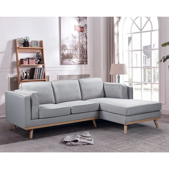 Καναπές με αριστερή γωνία “CHAMBER” από ύφασμα σε γκρι χρώμα 233x160x87