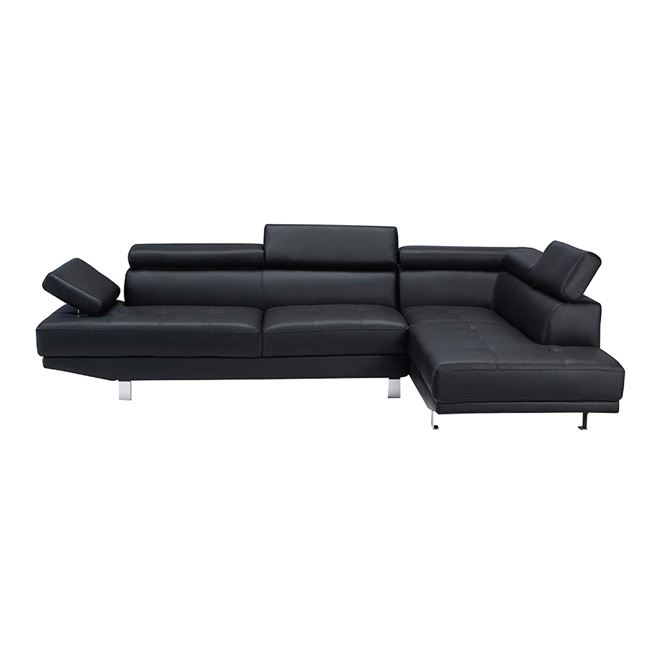 Καναπές με αριστερή γωνία "SECTOR" από PU σε μαύρο χρώμα 265x191x82
