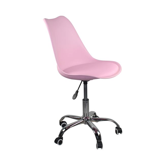 Καρέκλα γραφείου “MARTIN” από PP/PU σε ροζ χρώμα 51x55x81