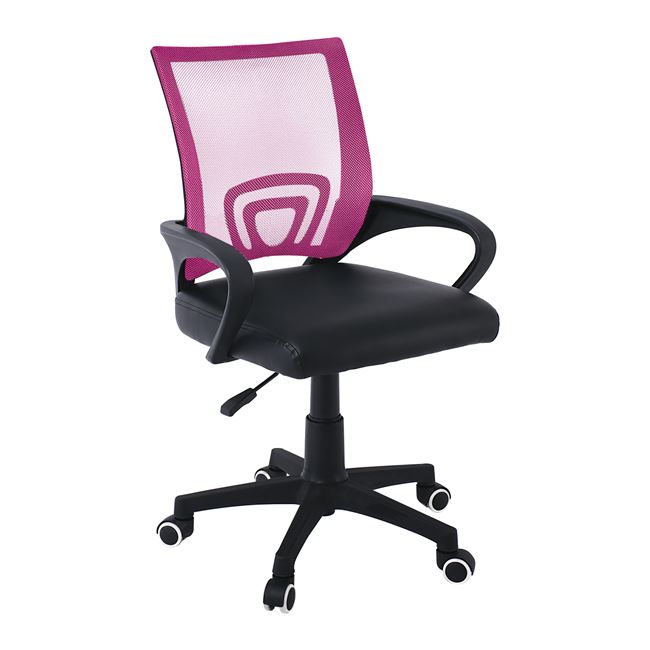 Πολυθρόνα γραφείου από ύφασμα/PU σε χρώμα μαύρο/ροζ 57x53x90/100