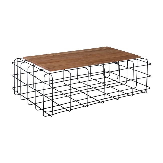 Τραπέζι σαλονιού “SORREL” από μέταλλο/ξύλο σε μαύρο/φυσικό χρώμα 110x65x35
