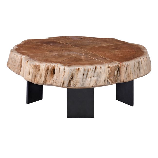 Τραπέζι σαλονιού “SIVA” από μέταλλο/ξύλο σε ανθρακί/φυσικό χρώμα 70x65x33