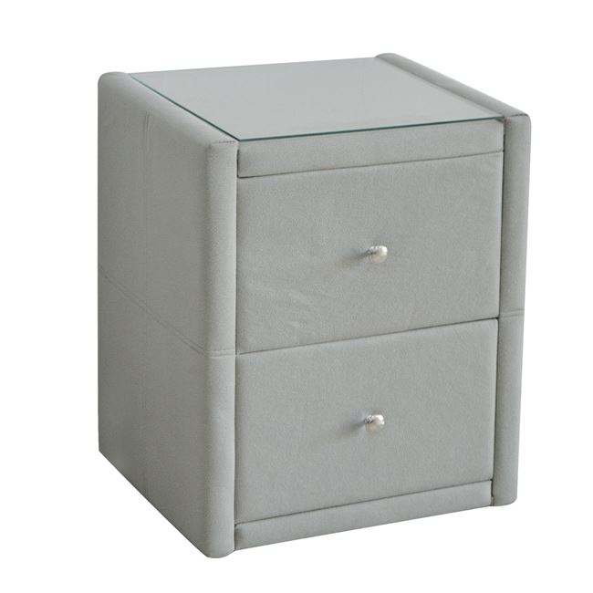 Κομοδίνο “WILTON” από ύφασμα σε γκρι χρώμα 46x41x57